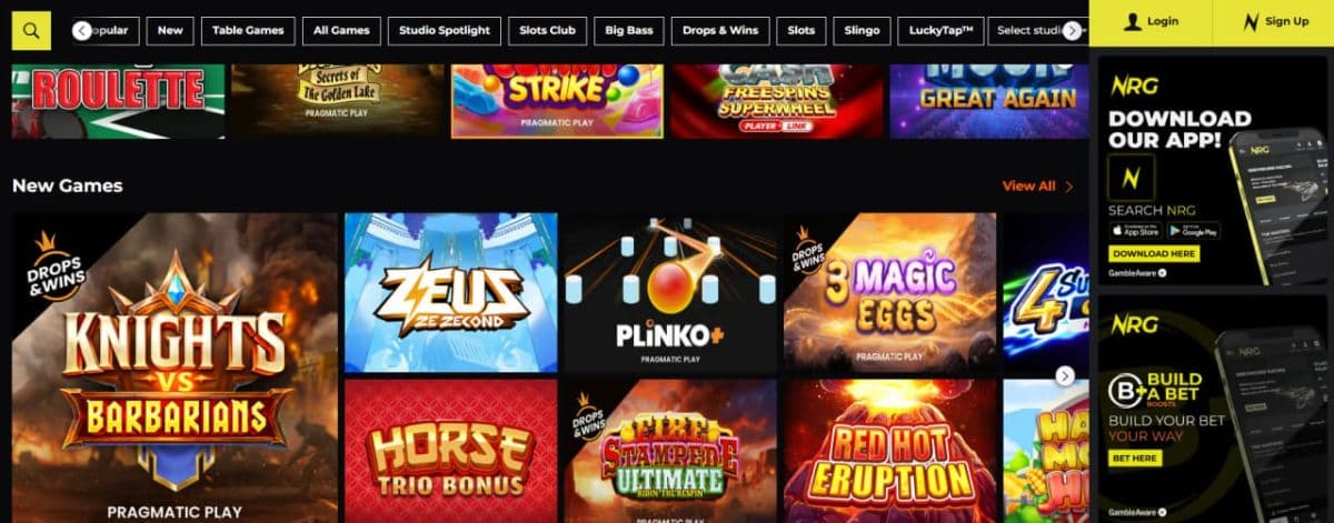 NRG Casino — Slots, Jackpots & Live Tables image 2